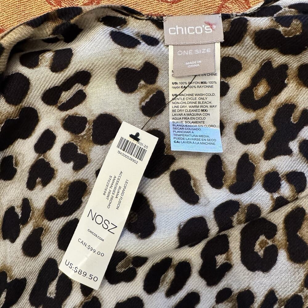 NWT Chicos Leopard Fusion Ruana One Size Open Front Kimono Old Money Mob Wife - Picture 5 of 10